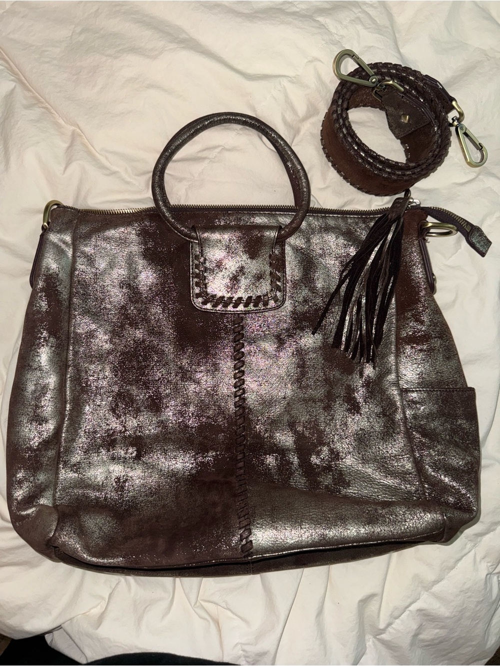HOBO Metallic Brown Leather Shoulder Bag
